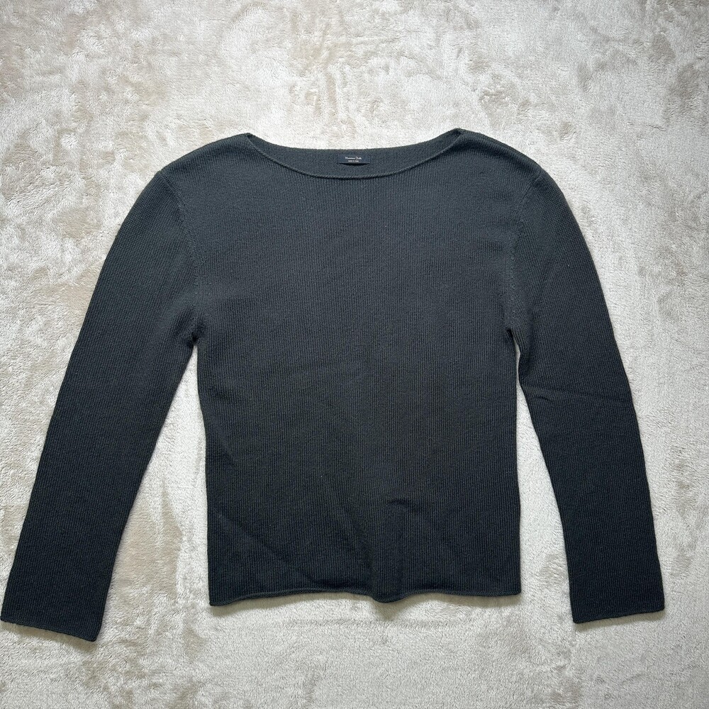 Massimo Dutti Sweater Womens Small Gray Boat Neck Rib Knit Pullover Long Sleeve